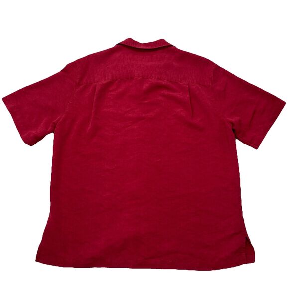 Vintage Caribbean Joe Rayon camp collar short sleeve button shirt Red Medium - Picture 2 of 7